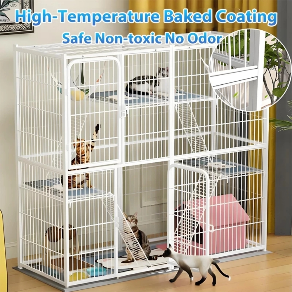 ECO-219.jpg Multi-Level White Metal Cat Cage - Image 1